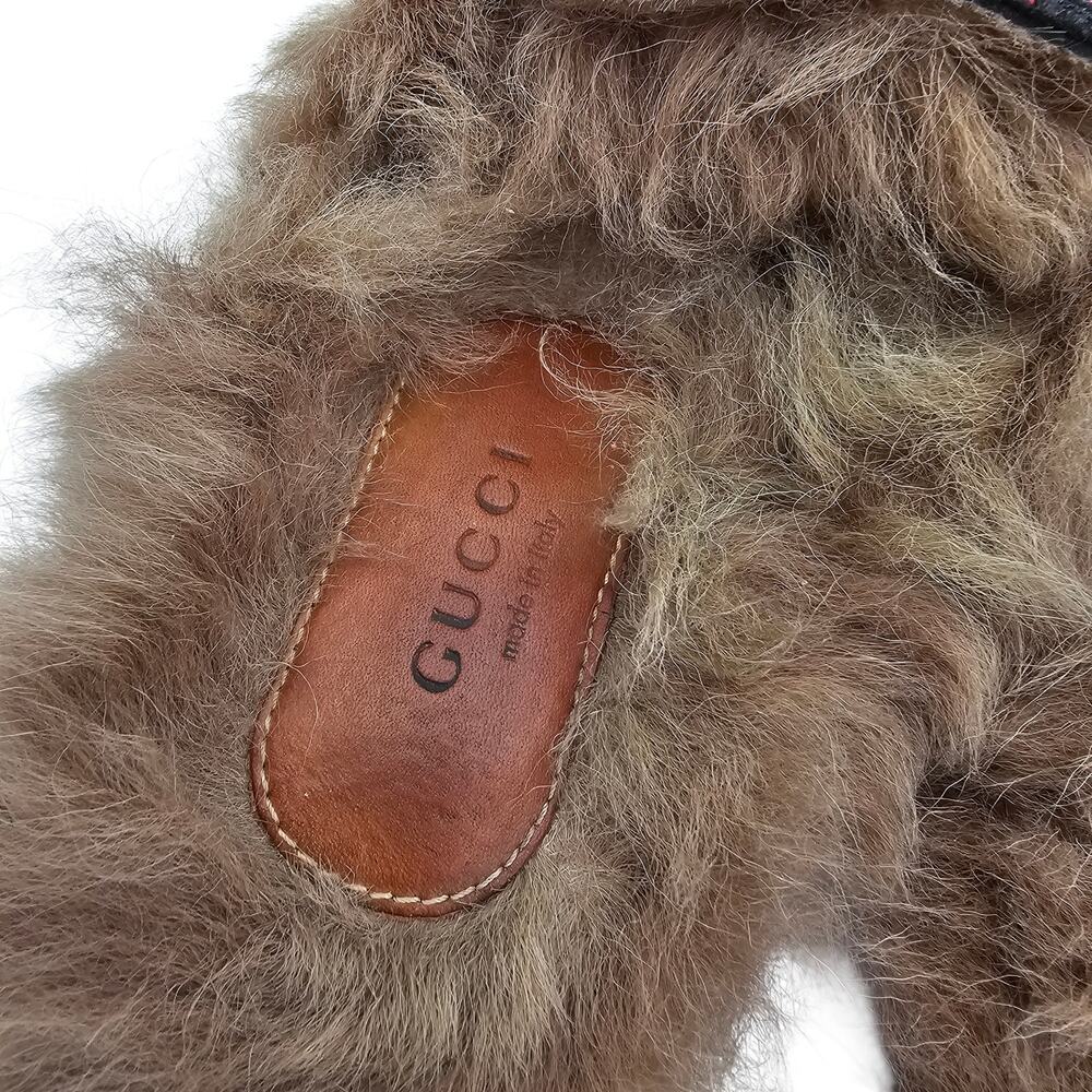 Gucci Princetown Horsebit Fur Lined Flat Mule Slipper Floral Black Size 38 US 8 - Picture 5 of 7